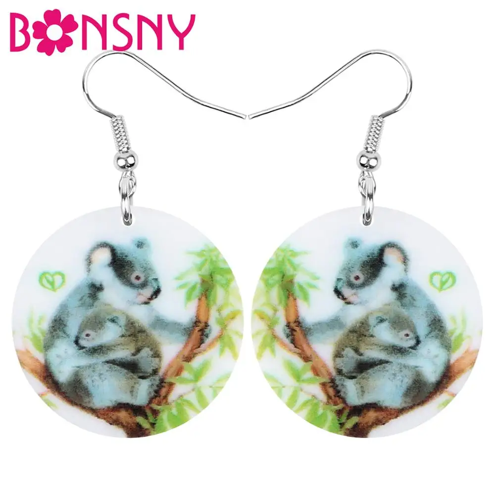 Bonsny акриловые австралийские серьги Коала круглые висячие в виде животных