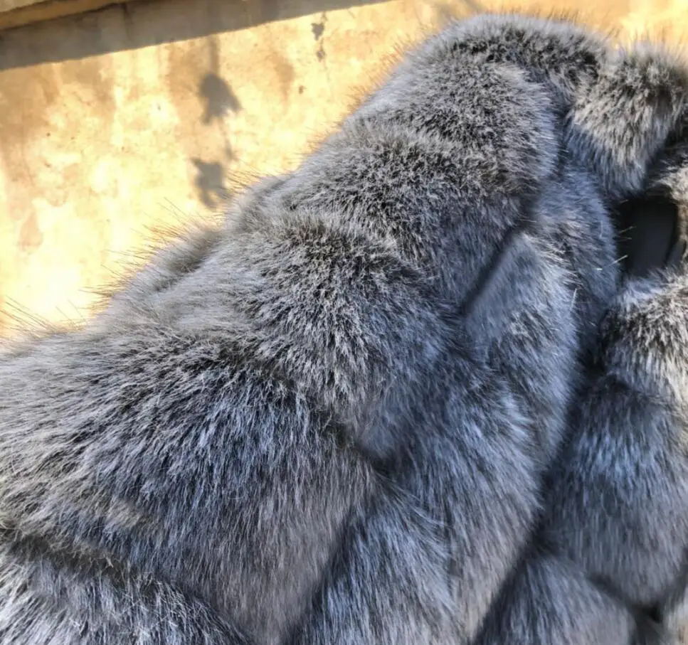 Меховое пальто с капюшоном, женский жилет из искусственного меха серебристой лисы, жилет без рукавов, пушистая куртка из искусственного меха, длинный меховой жилет, праздничные пальто r2330
