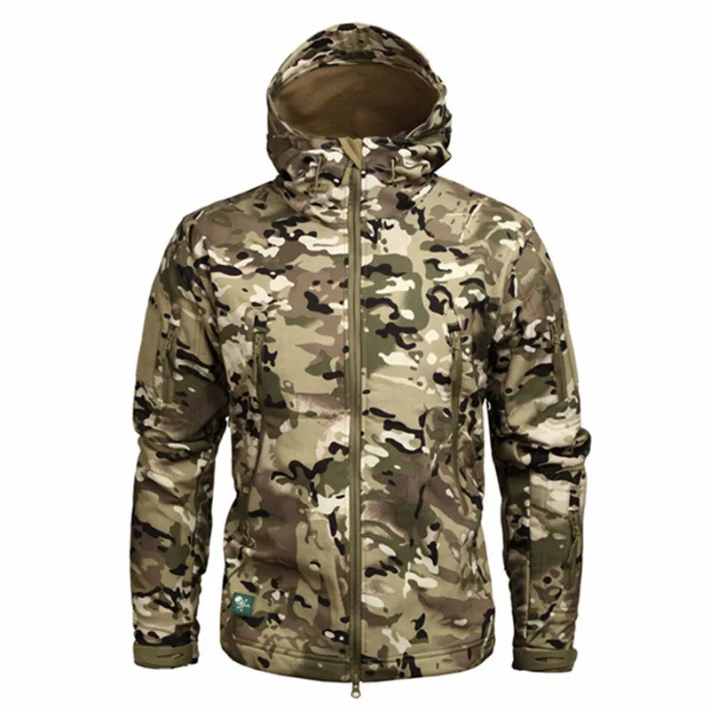Мужская Военная камуфляжная флисовая куртка, Акула, кожа, мягкая оболочка, военная тактическая куртка, Мультикам, мужские камуфляжные ветровки, 5XL - Цвет: cpmc