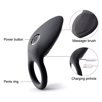 Vibrating Penis Ring Men Cockring Clitoris Stimulate Vibrator Delayed Premature Ejaculation Rings Adult Sex Toys for Couples 5