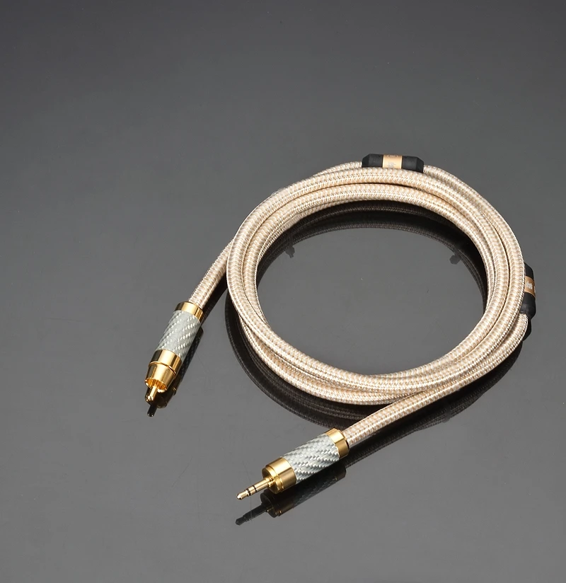 HIFI Mini Jack 3 5mm to RCA Audio Cable for Mobile Phone Headphone Latop TV DVD Amplifier Soundbox Silver plated Cable