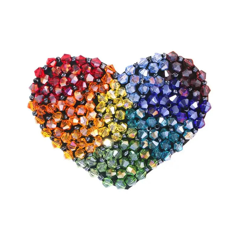 buy Women Girls Love Heart Shape Hair Clip Rainbow Faux Crystal Beaded Alligator Hairgrip Festival Valentine Side Bangs Barrettes