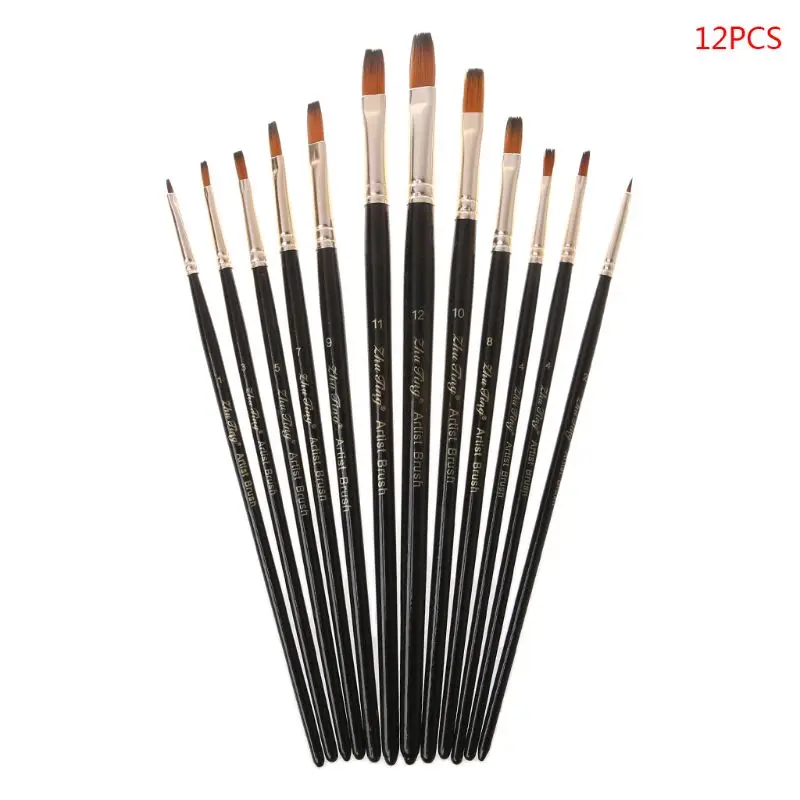 

12pcs/Set Paint Brush Wooden Acrylic Painting Gouache Cosmetic Art Kit Drawing Pens