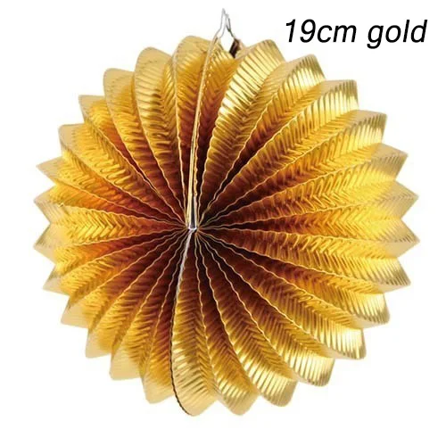 19cm gold 19 см плиссе в гармошку бумажный фонарь s арбуз Фонарь Свадебная вечеринка День рождения Свадебные украшения украшение для домашнего события - Цвет: 19cm gold