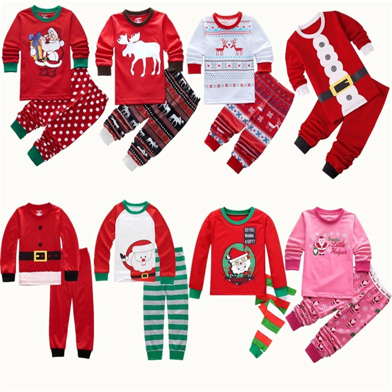 Рождественские детские пижамы; одежда для маленьких мальчиков; одежда для сна для девочек; Детские комплекты с Санта-Клаусом; рождественские Мультяшные наборы одежды для малышей