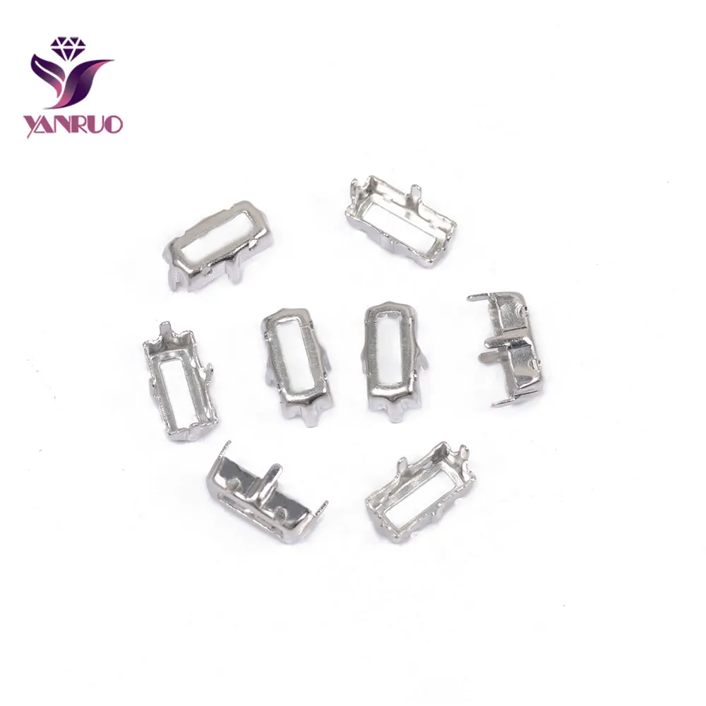 Silver YANRUO прямоугольник коготь Установка медные камни база Серебро Золото Шитье с кристаллами Rhinstones одежды DIY металла - Цвет: Silver