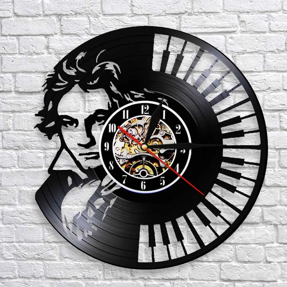 Настенные винтажные часы Beethoven портрет на стену фортепиано клавиатура виниловая