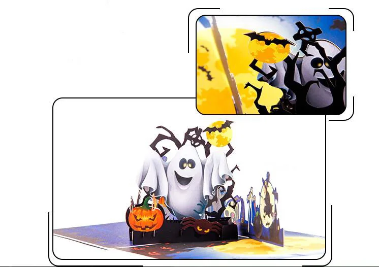 Halloween Creative Stereo Card Envelope 3D Festival Blessings Handmade Ghost Pumpkin Children's Greeting Cards