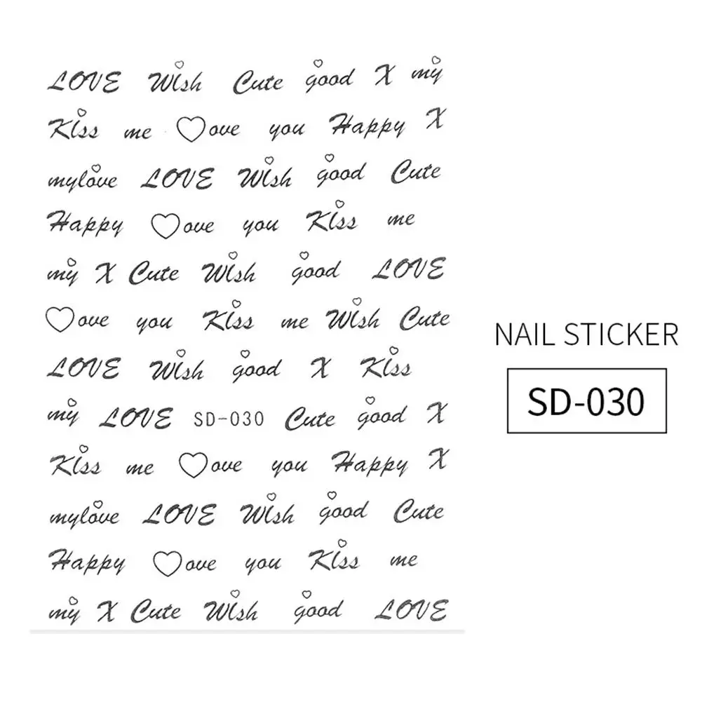 Sticker SD-030 Наклейки для ногтей с буквенным принтом наклейки для маникюра советы для ногтей украшения модный дизайн ногтей советы - Цвет: Sticker SD-030