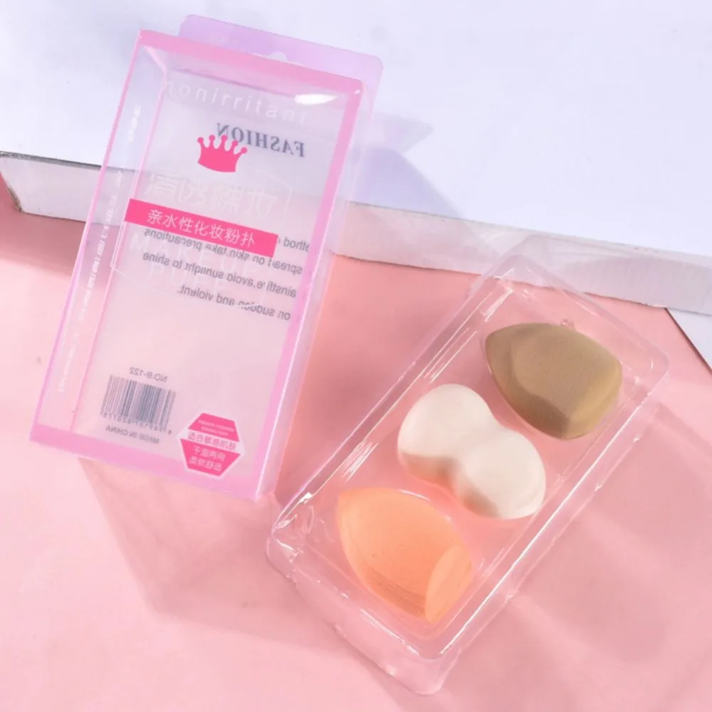 3pcs Milk Tea Color Series Powder Puff Beauty Hydrophilic Non-latex Foam Makeup Sponge