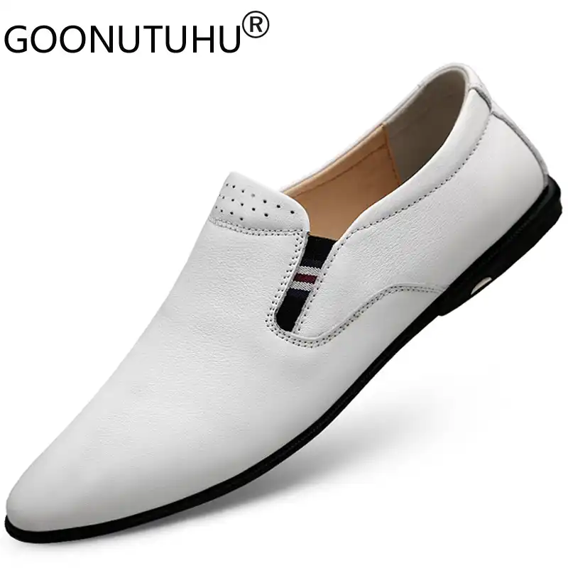 mens white leather driving shoes
