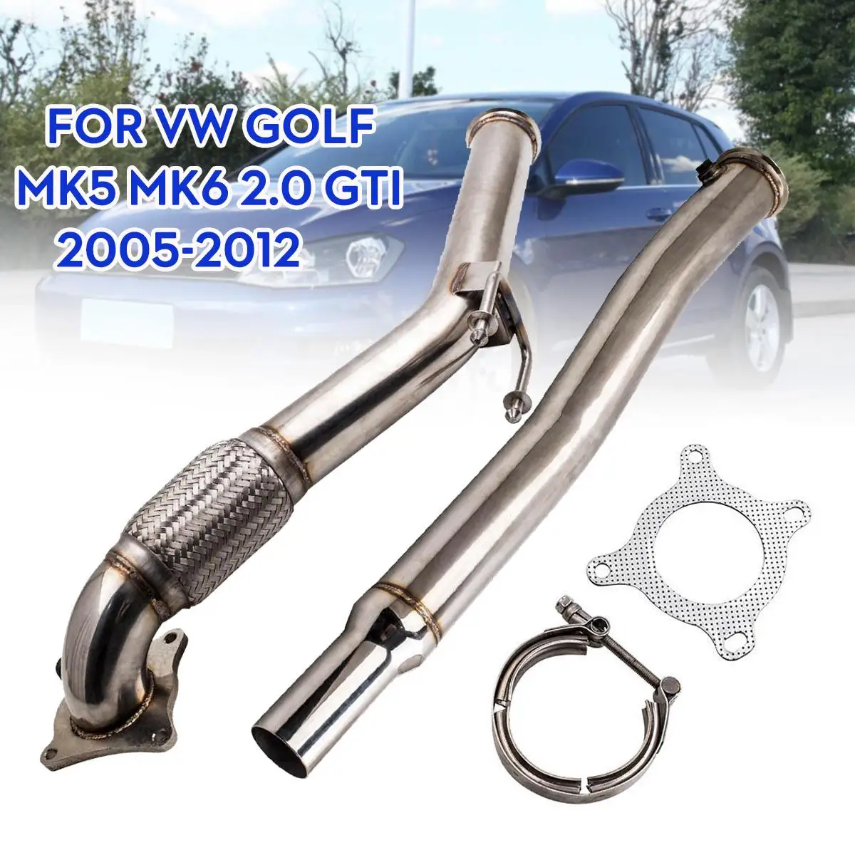 Выхлопной глушитель 3 "из нержавеющей стали для VW Golf MK5 MK6 Audi A3 S3 Skoda Octavia Seat Leon Cupra R