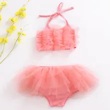 Одежда для купания для маленьких девочек; однотонные Топы на бретельках; трусики; детский купальный костюм для девочек; комплект бикини; Купальник; бикини для девочек