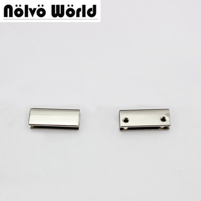End-Clips Strap-Cover Handbag-Decoration Clasp Square Silver-Color 50pcs by 25x10mm Screws