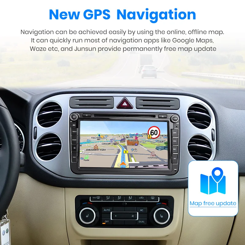 Sale Junsun 2GB+32GB Android 8.1 Car DVD Radio Multimedia Video Player GPS Navigator for Volkswagen Golf Polo Skoda Seat Tiguan Passa 3