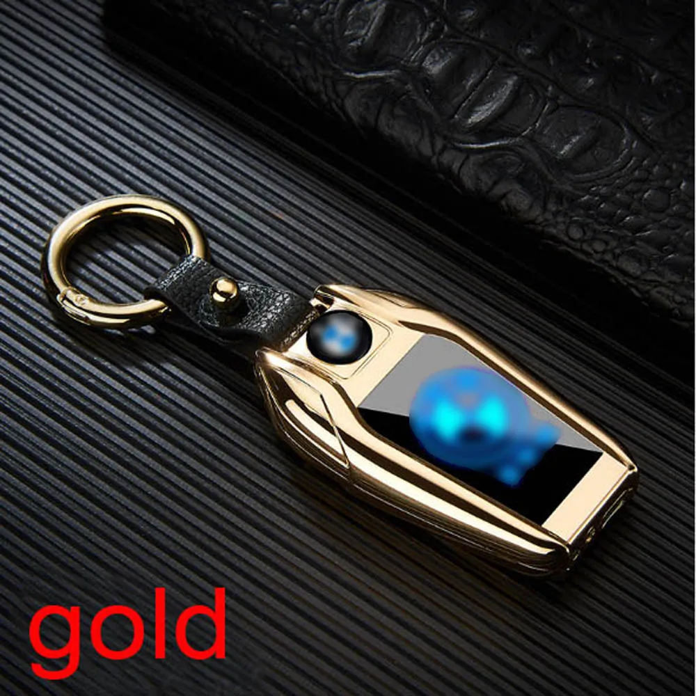 gold 100 шт USB Зажигалка освещение светодиодный экран Ключ Пряжка - Цвет: gold