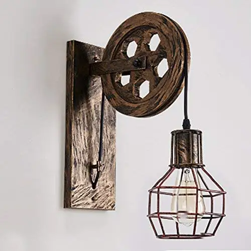 

Retro creative wheel aisle staircase wrought iron wall lamp