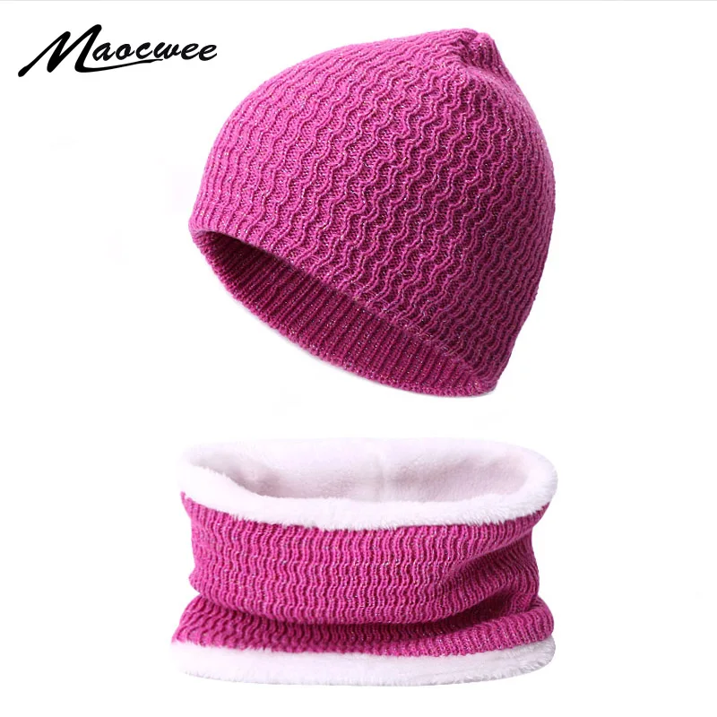 Зимняя теплая шапка шарф набор для мужчин и женщин модная мягкая вязаная Набор