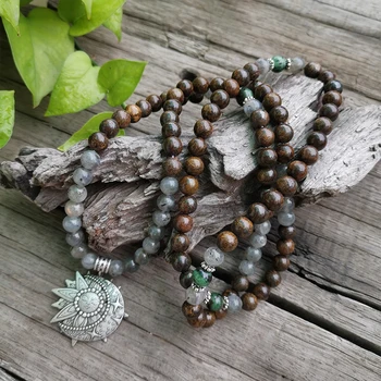 

8mm Natural Stone Beads,Labradorite, Bronzite,Healing,JapaMala Sets,Spiritual Jewelry,Meditation,Inspirational,108 Mala Beads