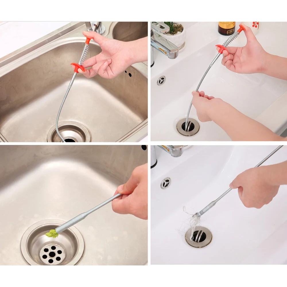 Details about   Bendable Sink Cleaning Hook Sewer Dredging Tool Kitchen Spring Pipe Hair Remover 