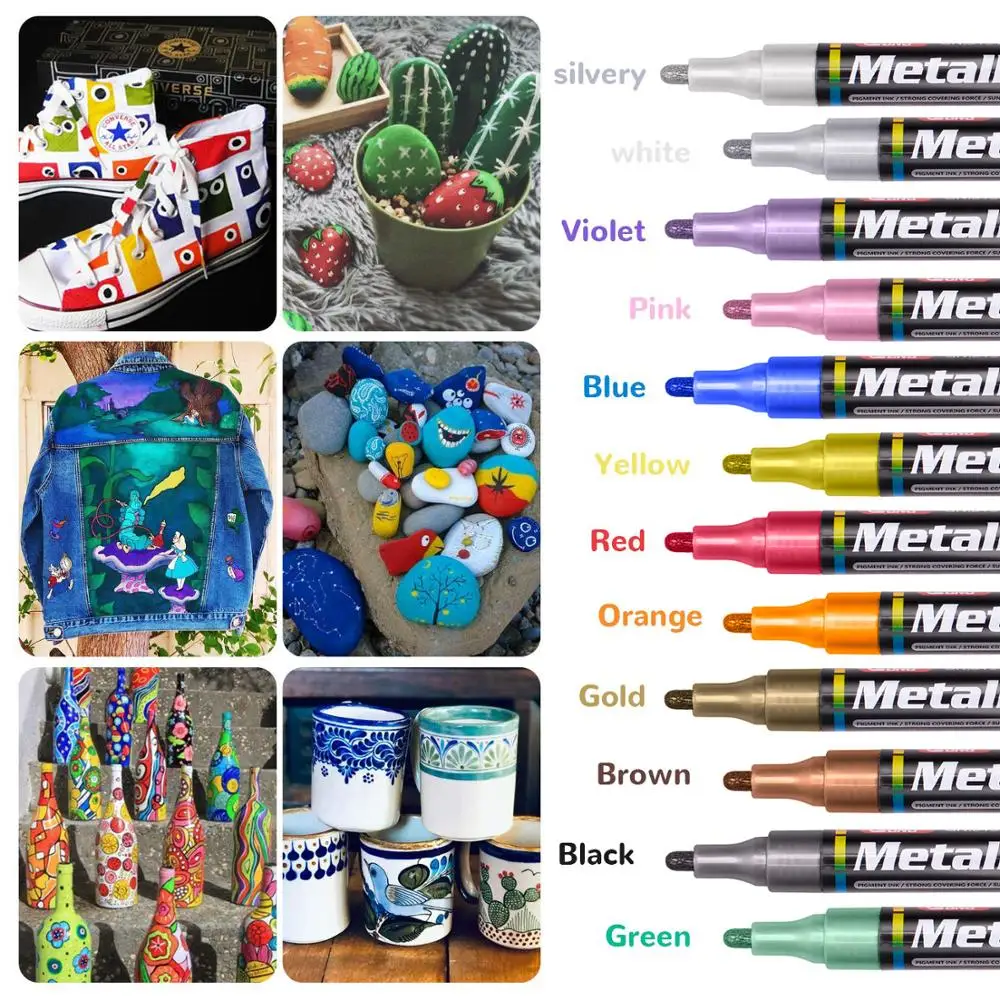 Paint Marker Pen 1pcs 3mm Colored Metallic Paint Markers Birthday Gift Card album Silver Gold White Marker