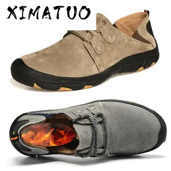 

Fashion Casual Sneakers Men Genuine Leather Shoes Men Loafers Suede Men Winter Shoes Outdoor Training Shoes Walking Zapatos