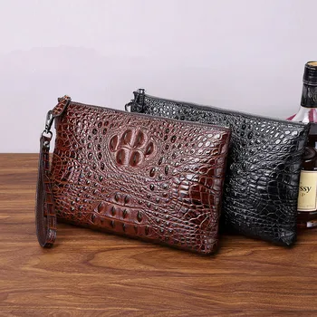

Kaisiludi crocodile-print leather men's and women's universal hand bag large-capacity men's envelope bag business hand bag walle