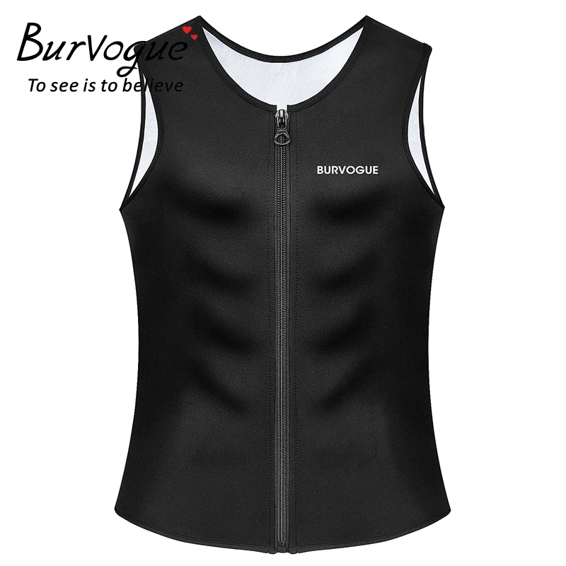 Burvogue, пот, сауна, Корректирующее белье для тела, мужской жилет для похудения, термо-неопреновый корсет на талии, Корректирующее белье на молнии, костюмы для сауны, майка
