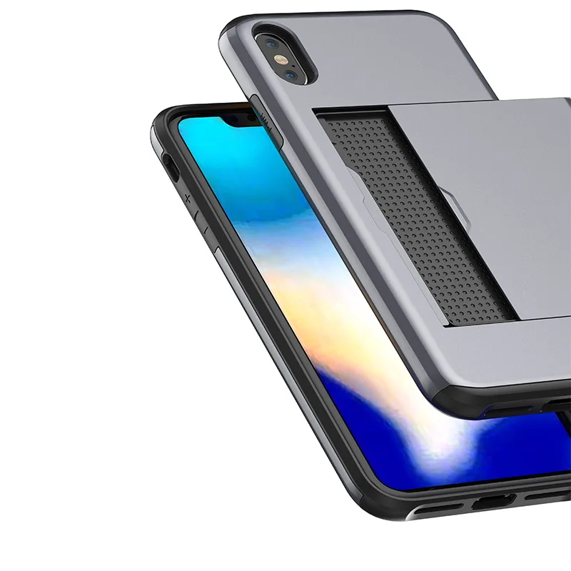 Модный Роскошный чехол для Iphone X XR Xs Max, броня, слот для карт, скользящий Кошелек, Чехол для мобильного телефона чехол для Iphone 6 7 8 Plus