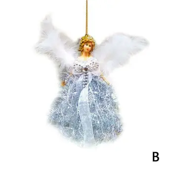 

1pc Christmas Feather Angel Doll Christmas Tree Pendant Gift Plush Hanging Doll Princess Cartoon For Kids Decor Xmas P1F2