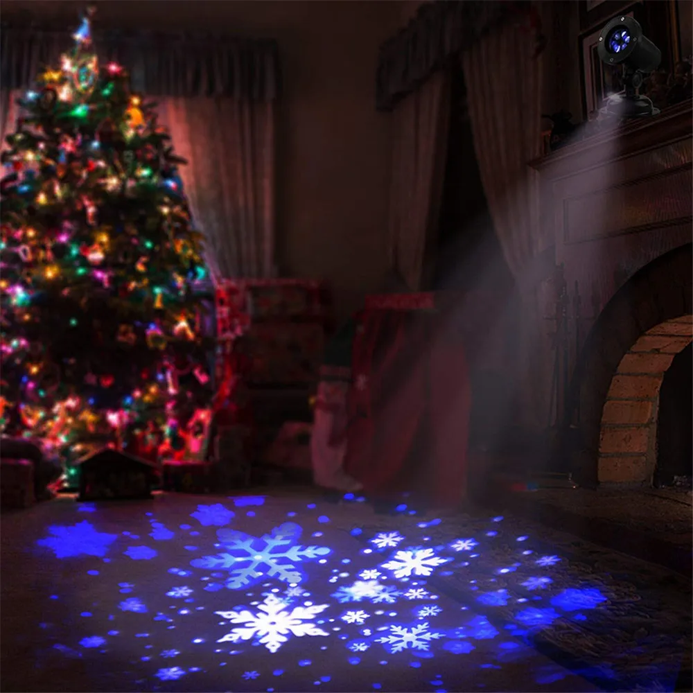 Christmas Snowflake Laser Light Snowfall Projector Moving Snow Outdoor Garden Laser Projector Lamp For New Year Party decor