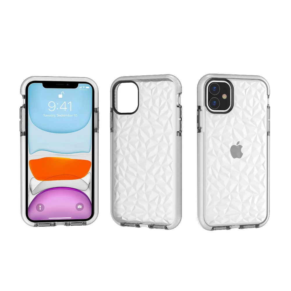 100 шт./лот прозрачный алмаз зерна ТПУ+ D30 высокого качества чехол для iPhone 6 7 8 X XS XR XS Max 6 7 8 plus 11 Pro максимальный чехол