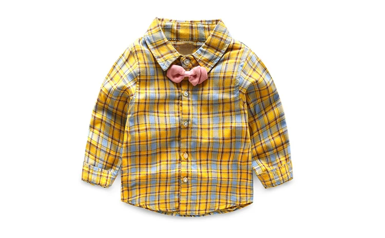 Рубашка с длинными рукавами для мальчиков г., весенне-осенняя одежда в Корейском стиле из чистого хлопка клетчатая детская одежда с длинными рукавами для маленьких девочек