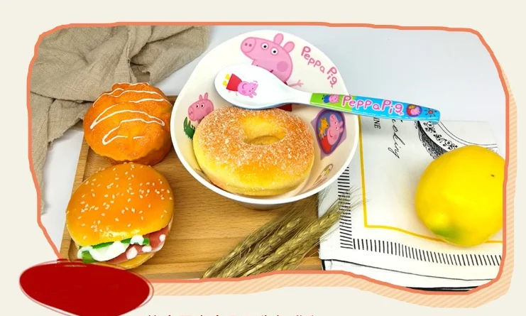 Peppa Pig Children's Tableware Kitchen Restaurant Tools Healthy Material Melamine Bowl Plate Knife Fork Tablewares for Party