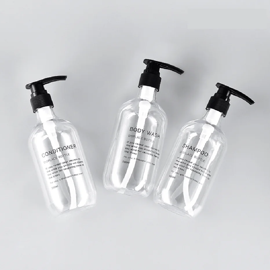 3pcs Clear Bottles Label Sticker Bathroom Shower Shampoo Body Wash Conditioner Labels Printed Transparent Soap Dispenser Sticker 3