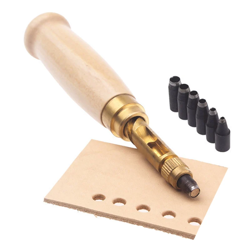 DIY Automatic Belt Punching Silent Puncher Multi Function Leather Carving Round Shape Tool WWO66