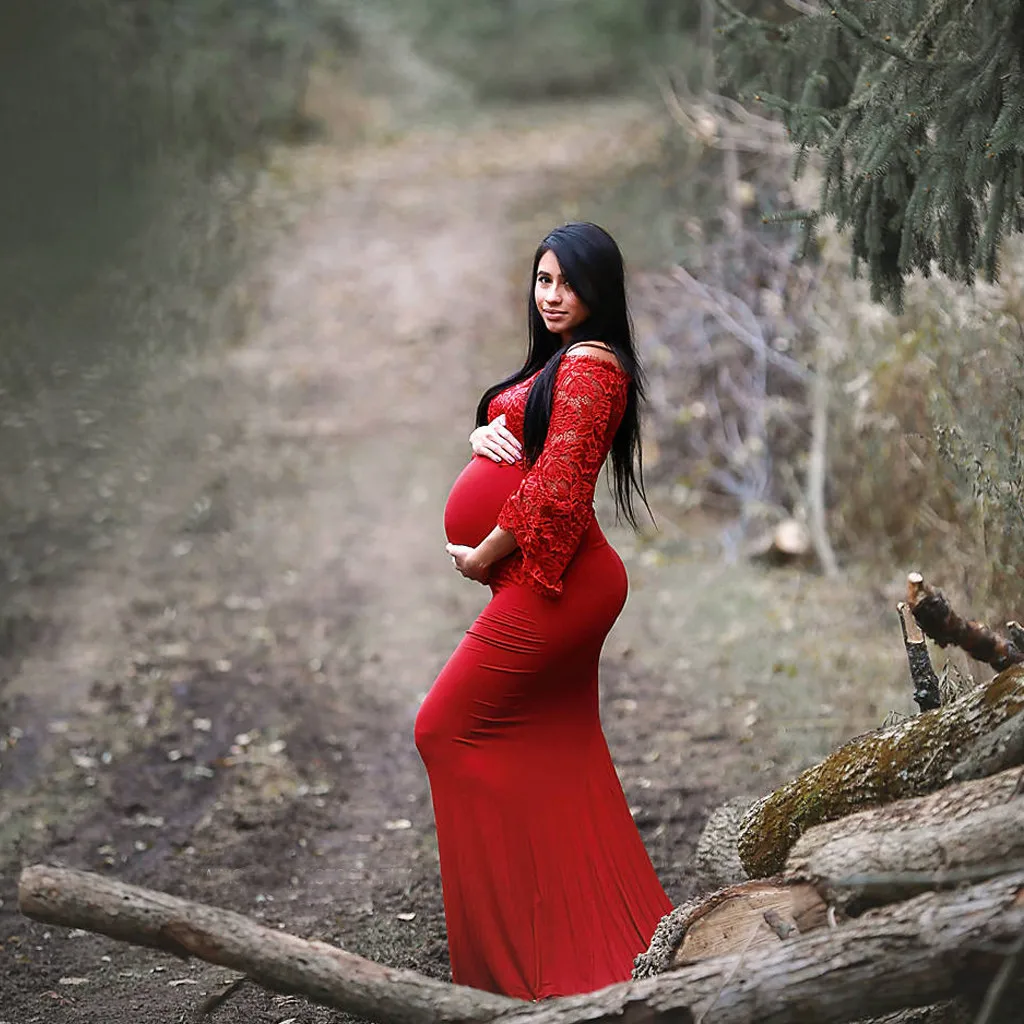Кружевное платье макси для беременных; реквизит для фотосессии; платье для беременных; сексуальное платье с открытыми плечами; вечернее платье для беременных