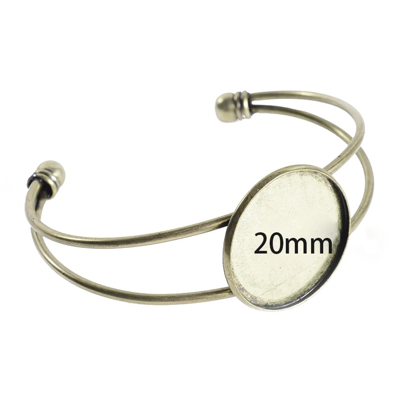 5 шт. 20 мм 25 мм 1 ''ободок круглый базовый стеклянный браслет из кабошона настройки регулируемый браслет на запястье заготовки для DIY ювелирных изделий - Окраска металла: 20mm Bronze 1