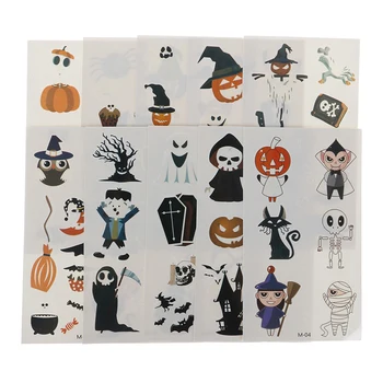 

10sheets Halloween Luminous Tattoo Fake Tattoo Witch Glowing Tattoo Stickers