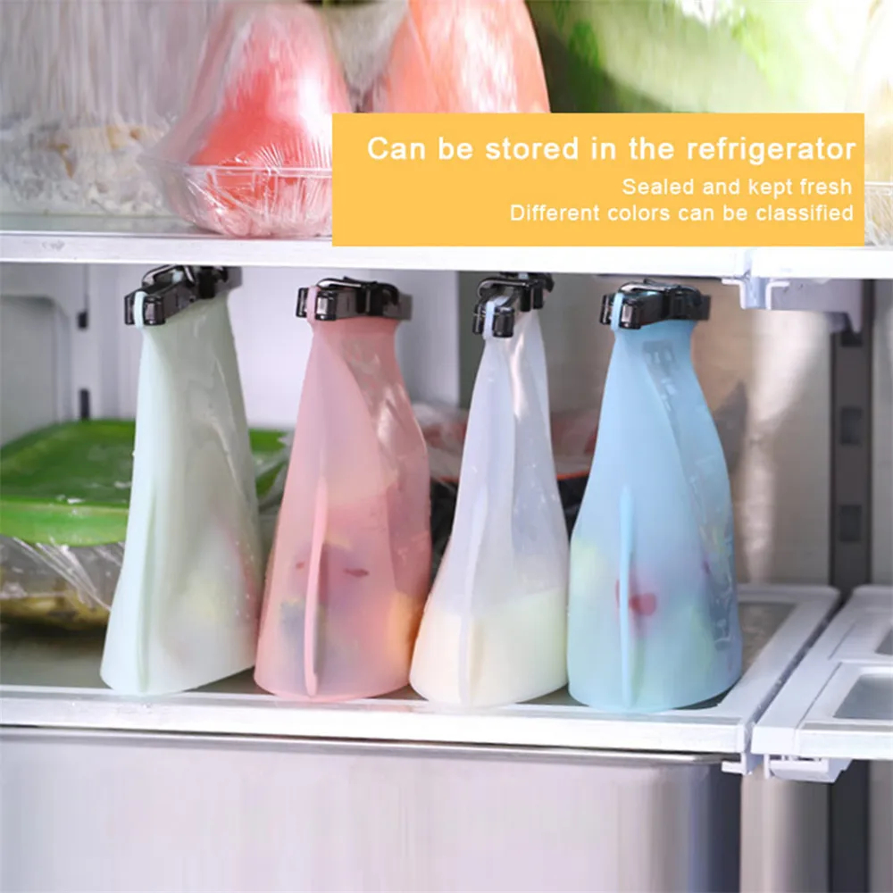 Многоразовая силиконовая пищевая свежая сумка герметичные пакеты для хранения пакет для холодильника Фрукты Мясо контейнеры для хранения молока Ziplock кухонные инструменты