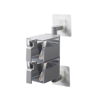 

1Set Wall-mounted Seasoning Can Storage Box 360 Degree Rotary Paste Condiment Box Salt Spice Jars Container Household Accessory