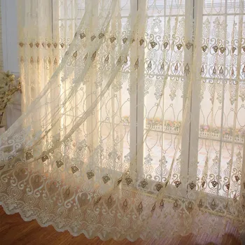 

European lace tulle Curtains for living room bedroom window Luxury floral curtain sheer drapes ready made