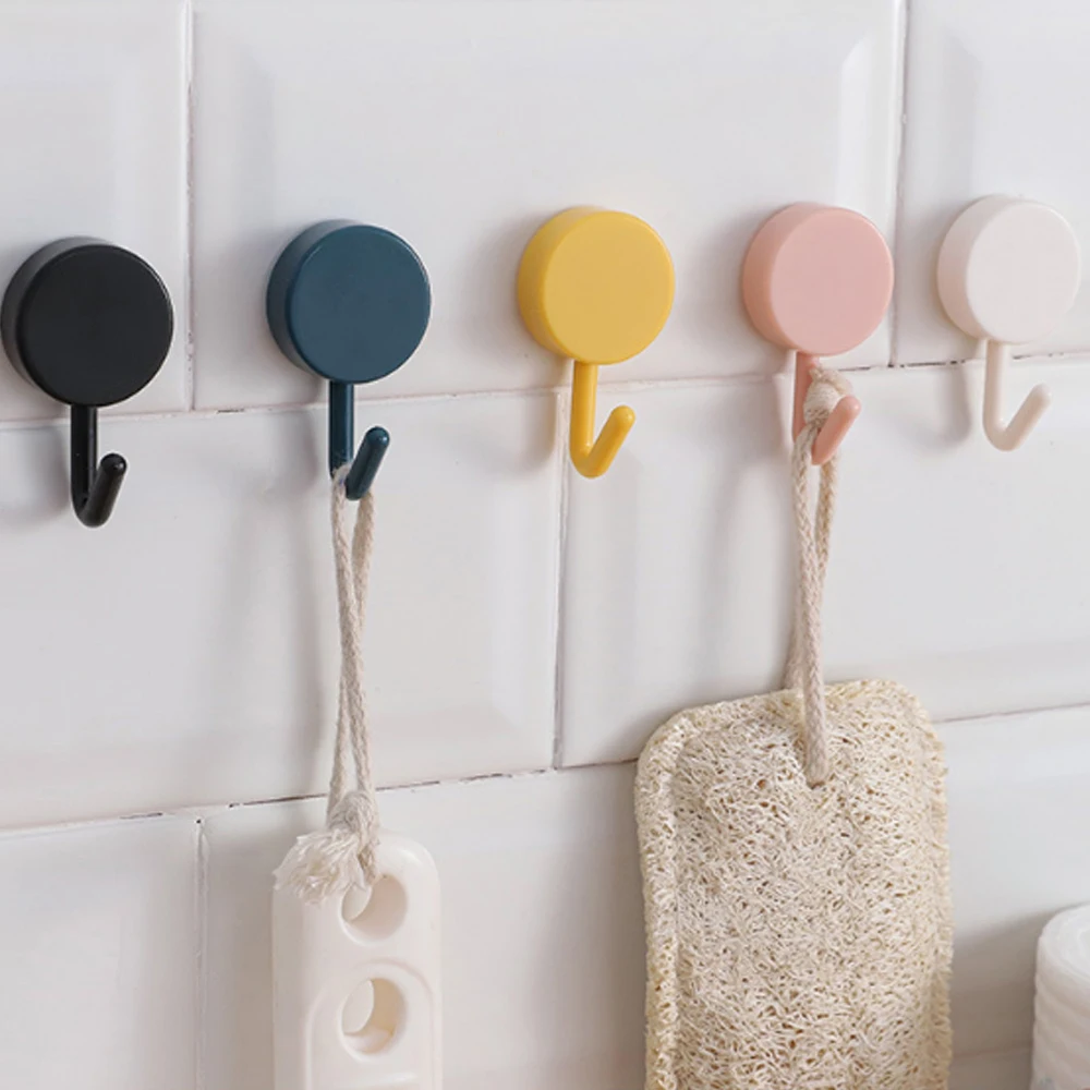 10pcs Solid Color Free Punching Door Without Trace Nail Small Hook Clothes Hook Mounted Wall Hook Wall Hooks Decorative