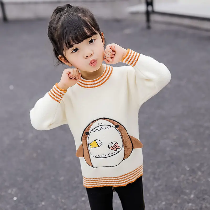 

Toddler Girl Sweater Cashmere Baby Crochet Knitwear Shark Sweater Kid Girl New Year Autumn Winter Fish Pattern Knitwear Clothing