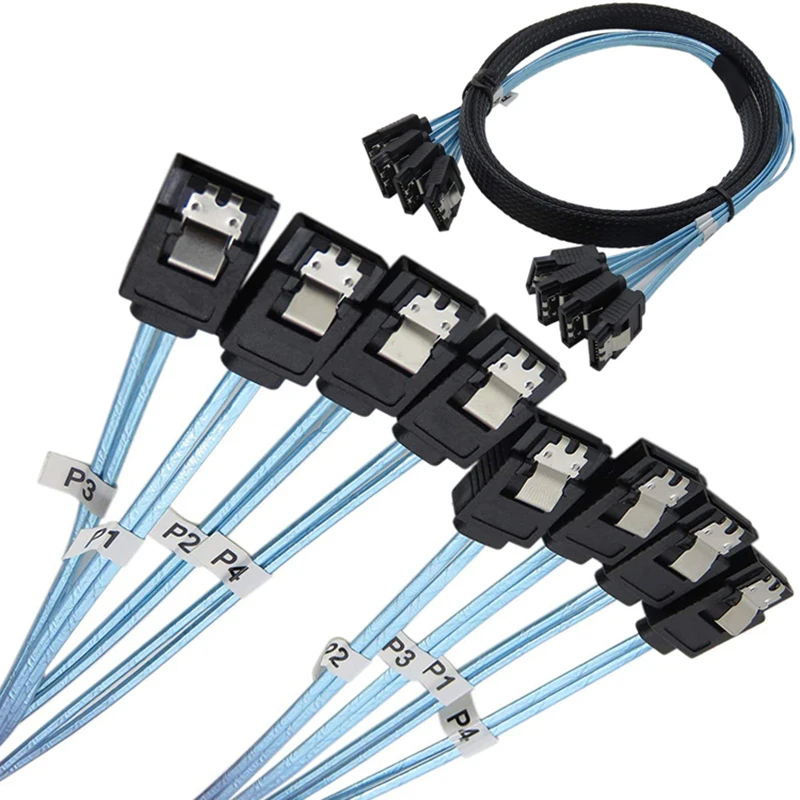 7P Sata Cable 4 Sata To 4 Sata Date Cable 7 Pin Sata Sas Cable 6Gbps Sata 7 Pin To Sata 7 Pin Data Cable Cord For Server Mining