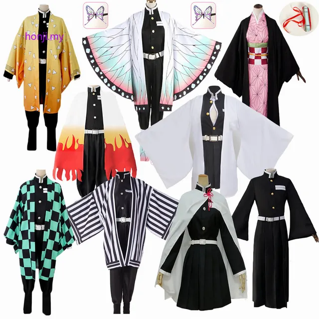 Anime Demon Slayer Kimetsu No Yaiba Zenitsu Giyu Tanjirou Kamado Nezuko Cosplay Women Kids Men Kimono Uniform Cosplay Costume 1