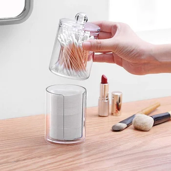 

Clear Cotton Swab Box Acrylic Cotton Pad Storage Holder Boxes Transparent Cotton Swabs Q-tip Storage Box Case Makeup Organizer