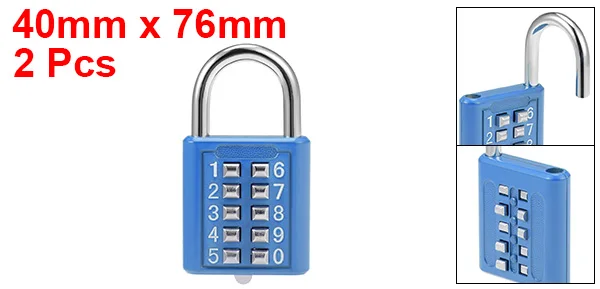 uxcell 10-Digit Combination Padlock Push Button Locker Cabinet Lock Silver Tone 2Pcs