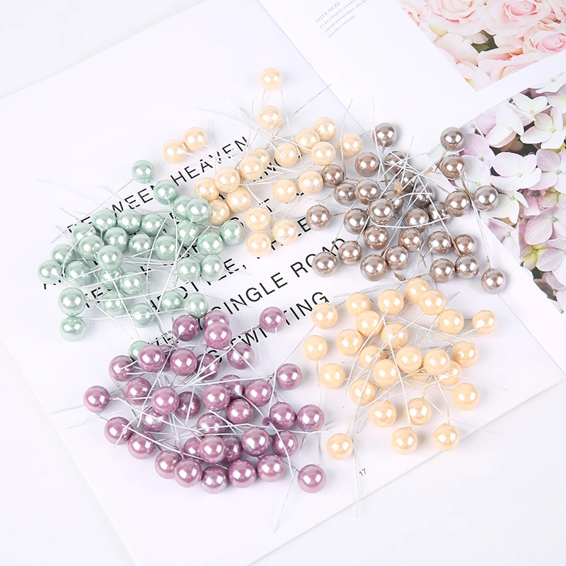 50/100Pcs 12mm Mini Artificial Flower Fruit Stamens Cherry Christmas Plastic Pearl Berries Wedding DIY Gift Box Decorated Wreath | Дом и сад