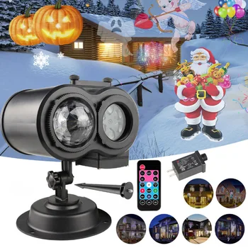 

12 Patterns Mini Christmas Lights Outdoor Projector Laser Garden Light Snowflake Moving Disco Lights Christmas Decorations
